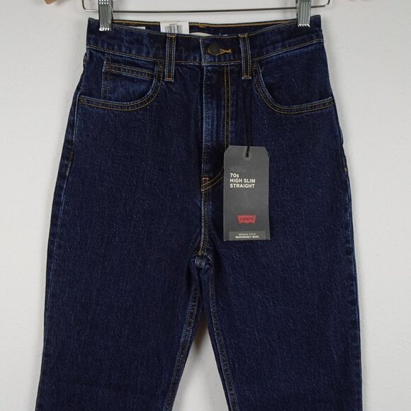 Levi's 70s High Slim Straight Jeans Women's 25x31 Blue Denim Stretch - Picture 2 of 10